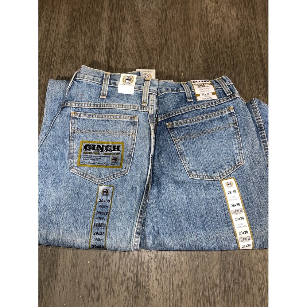 Cinch Mens 29x38 Blue Jeans Green Label - Lot of 2 Relaxed and Original Fit